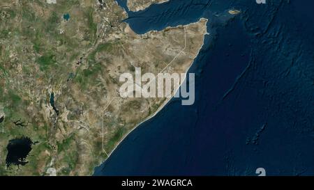 Somalia continentale delineata su una mappa satellitare ad alta risoluzione Foto Stock