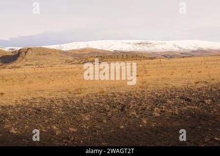 35 km a nord-nord-est di Hella, Þjórsárdalsvegur, Islanda Foto Stock