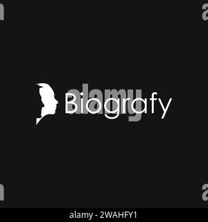 Biografia biografia icona del logo su sfondo nero, Head Vector of Man and Woman Illustrazione Vettoriale