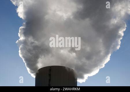 Torre di raffreddamento di KNG, Kraftwerks- und Netzgesellschaft mbH. La centrale elettrica a carbone genera teleriscaldamento ed elettricità per Rostock Foto Stock