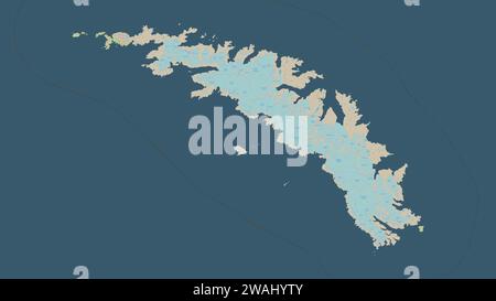 Georgia del Sud - Georgia del Sud e Isole Sandwich Australi evidenziate su una mappa topografica in stile OSM Germany Foto Stock