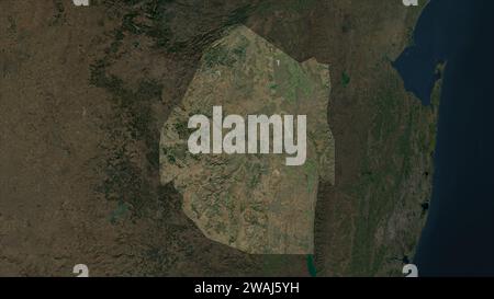 Eswatini evidenziato su una mappa satellitare ad alta risoluzione Foto Stock