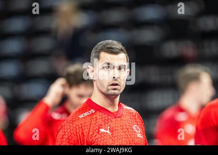 Copenhagen, Danimarca. 4 gennaio 2024. Rasmus Lauge (11) della Danimarca visto durante il Norlys Golden League 2024 match tra Danimarca e Norvegia alla Royal Arena di Copenaghen. (Foto: Gonzales Photo/Alamy Live News Foto Stock