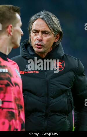 Filippo Inzaghi, allenatore della US Salernitana 1919, durante la partita di Coppa Italia tra Juventus FC e Salernitana all'Allianz Stadium il 4 gennaio Foto Stock