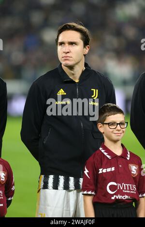 Federico Chiesa della Juventus FC durante la partita di Coppa Italia tra Juventus FC e Salernitana allo stadio Allianz il 4 gennaio 2024 a Torino, Ital Foto Stock