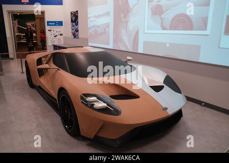 Modello in argilla Ford GT 2016 in mostra presso l'Henry Ford Museum of American Innovation di Dearborn Michigan USA Foto Stock