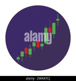 Grafico icona Candlestick trend di crescita del grafico azionario, analisi grafica dei mercati finanziari. Grafico dei modelli candelici giapponesi. Illustrazione vettoriale Illustrazione Vettoriale