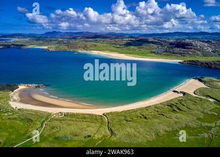 Repubblica d'Irlanda, contea di Donegal, vista aerea della penisola di Rosguill Foto Stock