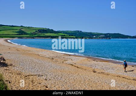 Francia, Normandia, dipartimento della Manica, Cotentin, Omonville-la-Rogue, sentiero costiero, spiaggia di ciottoli Foto Stock