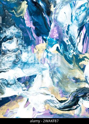 Pittura astratta, sfondo dipinto a mano creativo d'arte, texture a pennello, oceano astratto, pittura acrilica su tela. Arte contemporanea. Foto Stock