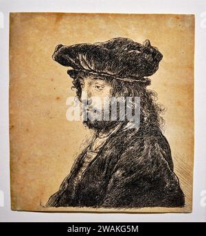 Rembrandt, mostra di incisione, quarta testa orientale, 1635 Foto Stock