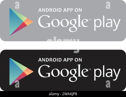 Icone dei pulsanti round di Google Play | Logo Google Play | logo dell'App Store | Play Store Illustrazione Vettoriale