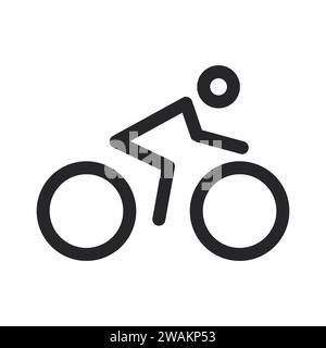 Linea icona ciclista, modello logo Bicycle e Human silhouette Concept isolato su sfondo bianco. Illustrazione vettoriale Illustrazione Vettoriale