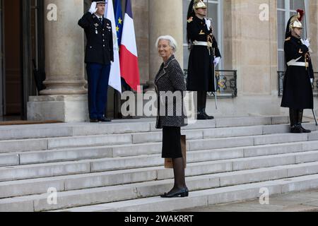 Parigi, Francia, 5 gennaio 2024, sig.ra Christine Lagarde, Presidente della Banca centrale europea. Credit Francois Loock/Alamy Live News Foto Stock