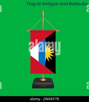 Alta e dettagliata bandiera di Antigua e Barbuda. Bandiera nazionale di Antigua e Barbuda. Nord America. Illustrazione 3D. Foto Stock