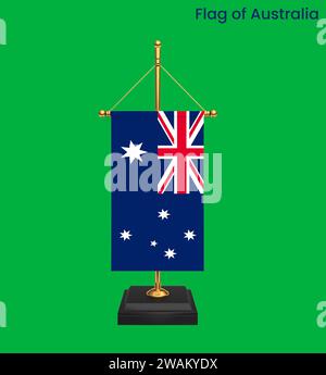 Alta bandiera dettagliata dell'Australia. Bandiera nazionale australiana. Oceania. Illustrazione 3D. Foto Stock