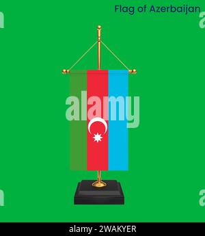 Alta bandiera dettagliata dell'Azerbaigian. Bandiera nazionale dell'Azerbaigian. Europa orientale e Asia occidentale. Illustrazione 3D. Foto Stock