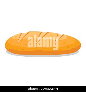 Icona del pane a forma di pane piatto isolata su sfondo bianco, baguette francese. Pane integrale sano. Vettore Illustrazione Vettoriale