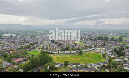 Vedute aeree sulla residenziale Wrexham, Galles del Nord: Phillip Roberts Foto Stock