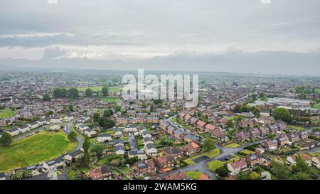 Vedute aeree sulla residenziale Wrexham, Galles del Nord: Phillip Roberts Foto Stock