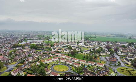 Vedute aeree sulla residenziale Wrexham, Galles del Nord: Phillip Roberts Foto Stock