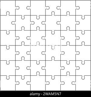 Puzzle puzzle pattern semplice isolato su elementi di gioco classici bianchi o su parti a mosaico. Illustrazione vettoriale. Illustrazione Vettoriale
