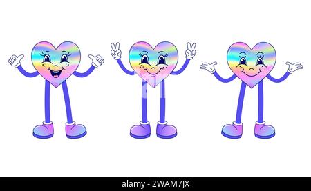 I cuori dei cartoni animati sono disegnati a mano Illustrazione Vettoriale