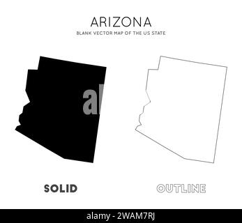 Mappa dell'Arizona. Mappa vettoriale vuota dello Stato degli Stati Uniti. Confini dell'Arizona per la vostra infografica. Illustrazione vettoriale. Illustrazione Vettoriale