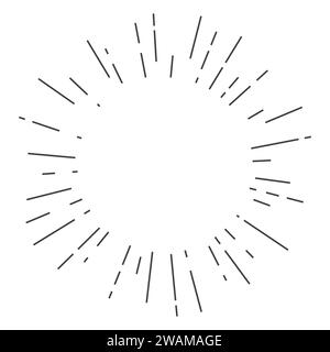 Modello vintage disegnato a mano con design Sunburst isolato su sfondo bianco. Illustrazione vettoriale Illustrazione Vettoriale