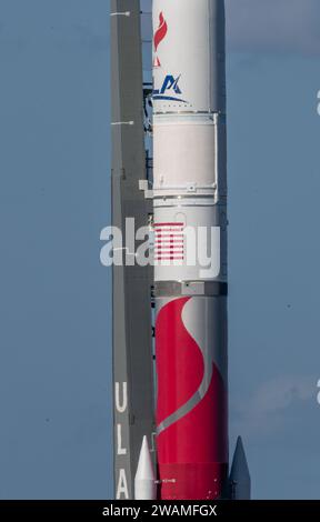 Cape Canaveral, USA. 5 gennaio 2024. Il 5 gennaio a metà mattinata ULA lancia il nuovo razzo Vulcan con motori Blue Origin su SLC-41 per un tentativo di lancio del lunedì mattina alle 2:18 dell'8 gennaio 2023 Cape Canaveral Florida USA Contea di Brevard (foto di Scott Schilke/Sipa USA) credito: SIPA USA/Alamy Live News Foto Stock