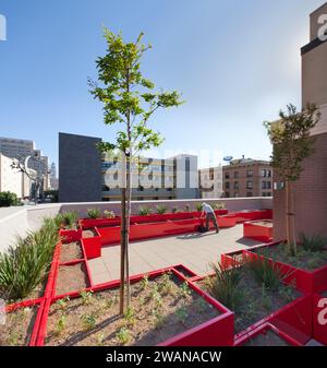 New Pershing Apartments, 5th Street e Main Street nel centro di Los Angeles, riutilizzo adattivo del 1889 Pershing Hotel e Roma Hotel 1905, esterni/interni. Foto Stock