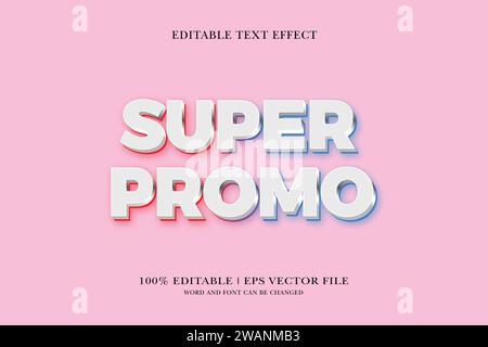 Effetto testo modificabile super promozionale con design vettoriale 3d. Illustrazione Vettoriale