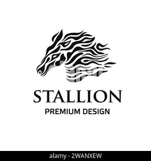 Vettore astratto della testa del cavallo bruciato, vettore astratto della testa del cavallo fuoco Illustrazione Vettoriale