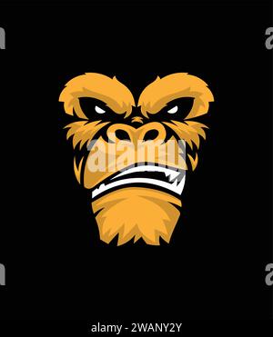illustrazione vettoriale testa gorilla, vettore faccia gorilla arrabbiato Illustrazione Vettoriale