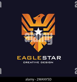 aquila geometrica con logo star modern color Illustrazione Vettoriale