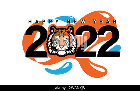Felice anno nuovo cinese 2022 - anno della Tigre. Modello di design per il nuovo anno lunare Illustrazione Vettoriale