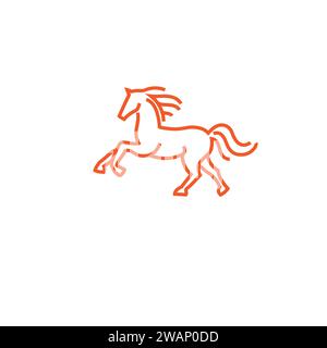 Illustrazione vettoriale del logo Simple Outline Horse Illustrazione Vettoriale