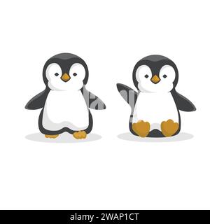 graziosa illustrazione del design vettoriale della silhouette dei pinguini Illustrazione Vettoriale