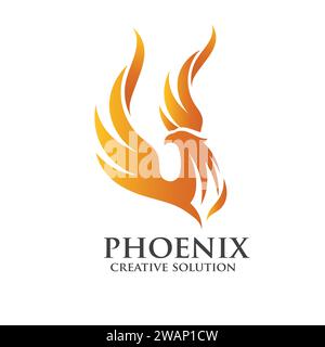 Modello vettoriale creativo semplice con logo testa Phoenix Illustrazione Vettoriale