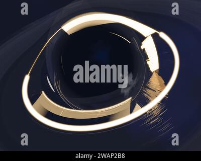 Buco nero da qualche parte nello spazio. Illustrazione con rendering 3D fantascienza. Foto Stock