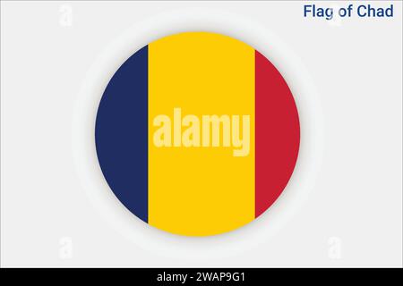 Alta bandiera dettagliata del Ciad. Bandiera nazionale del Ciad. Africa. Illustrazione 3D. Illustrazione Vettoriale