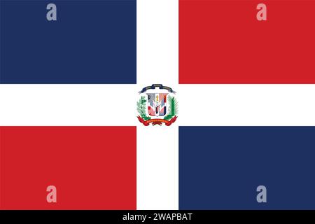 Bandiera molto dettagliata della Repubblica Dominicana. Bandiera nazionale della Repubblica Dominicana. Nord America. Illustrazione 3D. Illustrazione Vettoriale