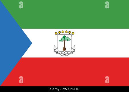 Alta bandiera dettagliata della Guinea Equatoriale. Bandiera nazionale della Guinea Equatoriale. Africa. Illustrazione Vettoriale