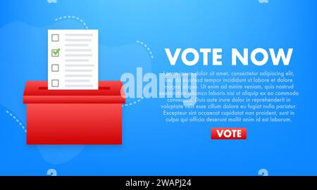 Concetto di votazione online illustrazione vettoriale con casella di voto e segno di spunta, elezione digitale e tema democrazia Illustrazione Vettoriale
