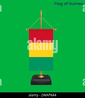 Alta bandiera dettagliata della Guinea. Bandiera nazionale della Guinea. Africa. Illustrazione 3D. Foto Stock