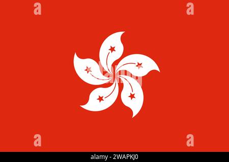 Alta bandiera dettagliata di Hong Kong. Bandiera nazionale di Hong Kong. Asia. Illustrazione 3D. Foto Stock