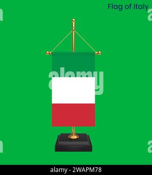 Bandiera italiana molto dettagliata. Bandiera nazionale italiana. Europa. Illustrazione 3D. Foto Stock