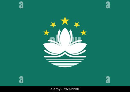 Alta bandiera dettagliata di Macao. Bandiera nazionale di Macao. Asia. Illustrazione 3D. Foto Stock