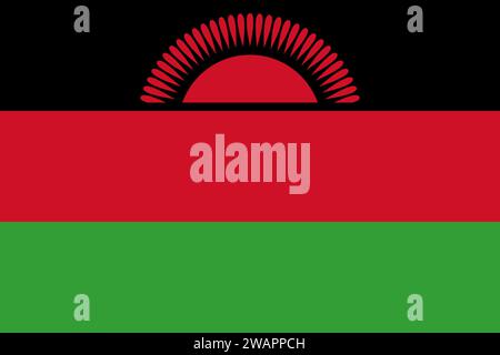 Alta bandiera dettagliata del Malawi. Bandiera nazionale del Malawi. Africa. Illustrazione 3D. Foto Stock