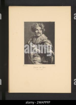 Riproduzione di un'incisione di un ritratto di Simon de Vos di Paulus Pontius, Joseph Maes, dopo Paul Pontius, dopo Anthony van Dyck, c. 1872 - in o prima del 1877 stampa fotomeccanica questa stampa fa parte di una copertina con 150 stampe e di una sezione con una lista di immagini. Carta di Anversa. collotipo di persone storiche in cartone Foto Stock